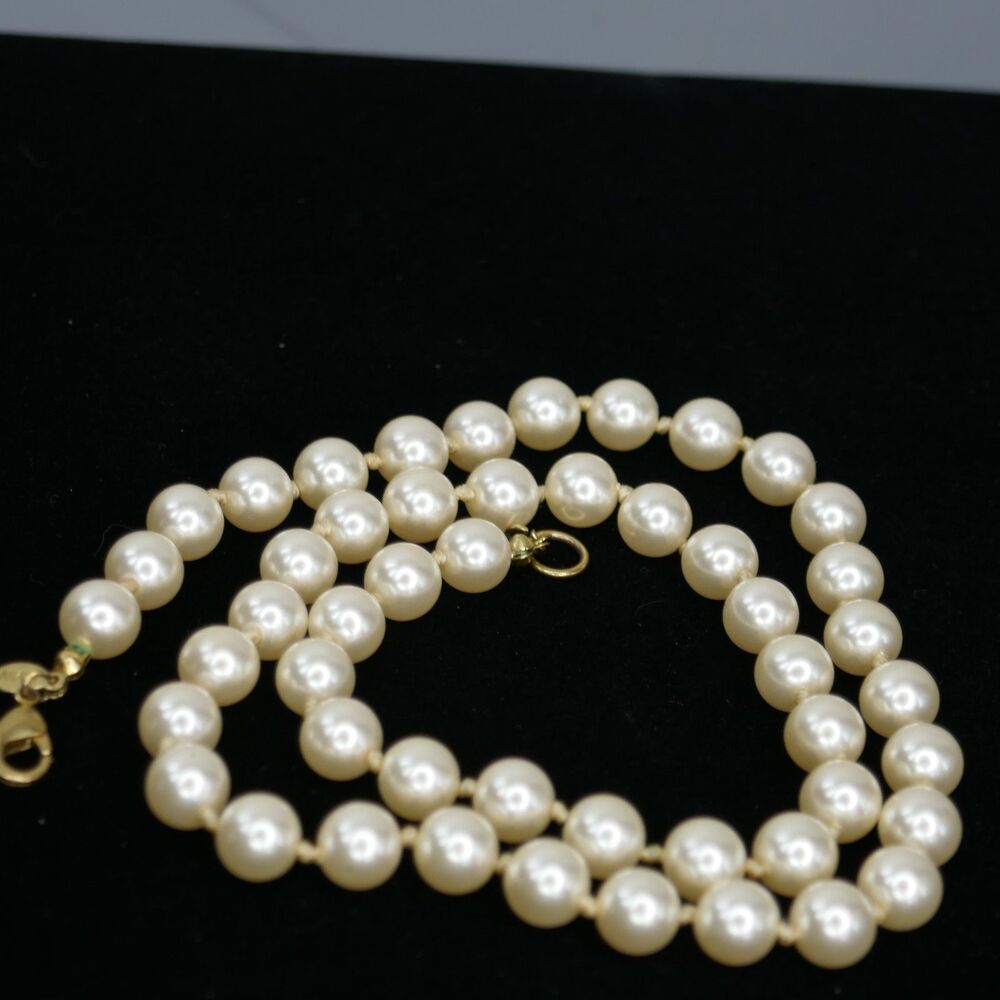 RMN Roman Imitation Pearl Necklace Knotted Champagne 19 inch